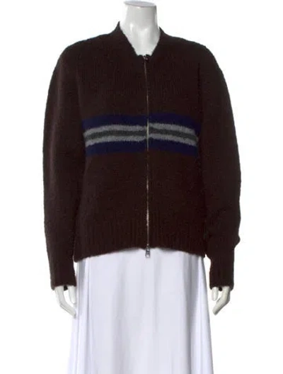 Pre-owned Paloma Wool Striped Open Front Sweater In Brown