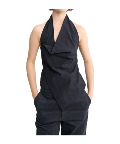 Paloma Wool Striped Tank Top With Backless Design In Black