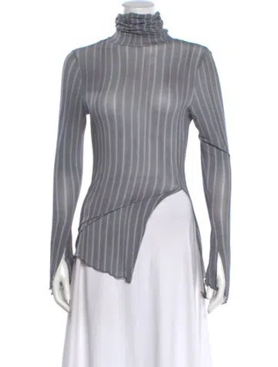 Pre-owned Paloma Wool Striped Turtleneck Top In Gray