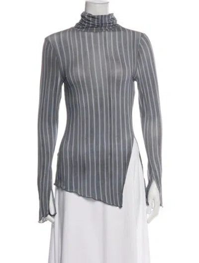 Pre-owned Paloma Wool Striped Turtleneck Top In Gray