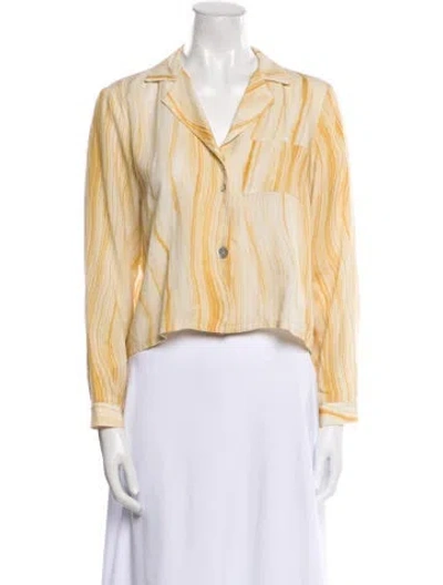 Pre-owned Paloma Wool Striped V-neck Crop Top In Neutral