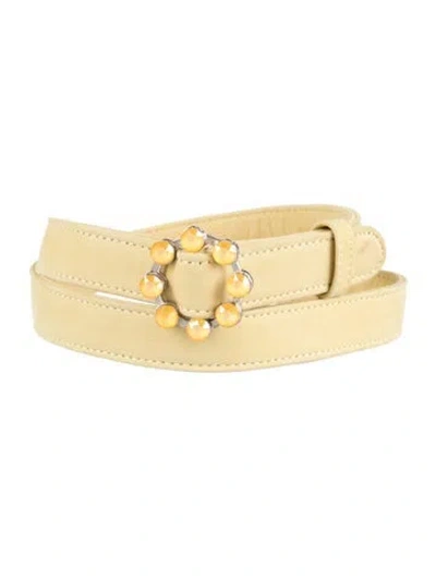 Pre-owned Paloma Wool Suede Crystal Embellishments Waist Belt In Yellow