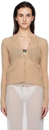 Paloma Wool Tan Button Alone Cardigan In 327 Brown
