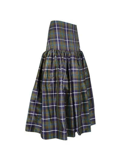 Paloma Wool Tartan-print Gathered Midi Skirt In Green