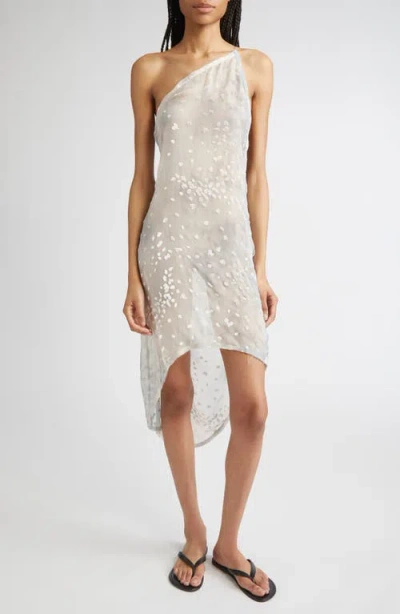 Paloma Wool Tea Velvet Devoré Asymmetric Sheer Silk Blend Dress