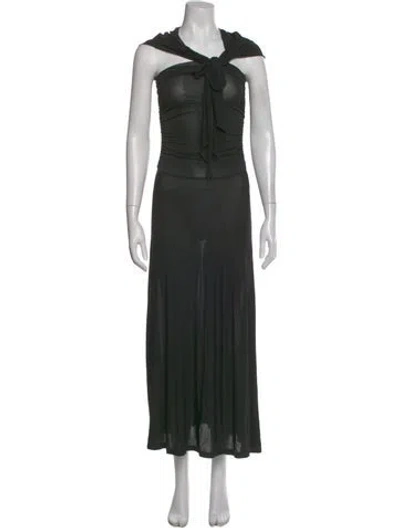 Pre-owned Paloma Wool Tie Neck Long Dress In Gray