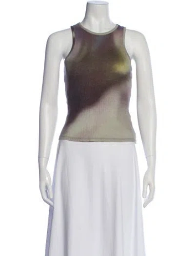 Pre-owned Paloma Wool Tie-dye Print Crew Neck Top In Green
