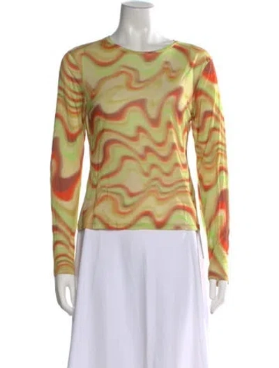 Pre-owned Paloma Wool Tie-dye Print Crew Neck Top In Green
