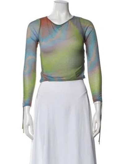 Pre-owned Paloma Wool Tie-dye Print Crew Neck Top In Green