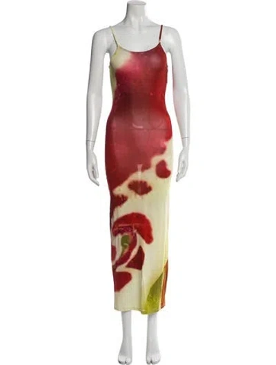 Pre-owned Paloma Wool Tie-dye Print Long Dress In Red