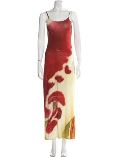 Pre-owned Paloma Wool Tie-dye Print Long Dress In Red
