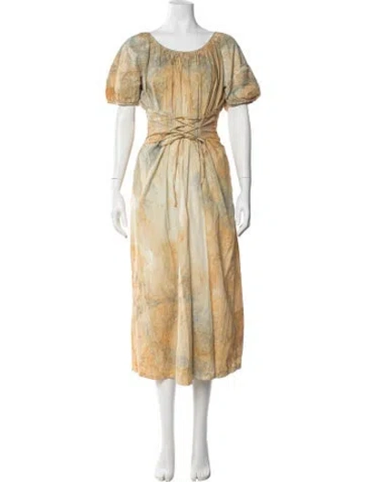 Pre-owned Paloma Wool Tie-dye Print Midi Length Dress In Neutral