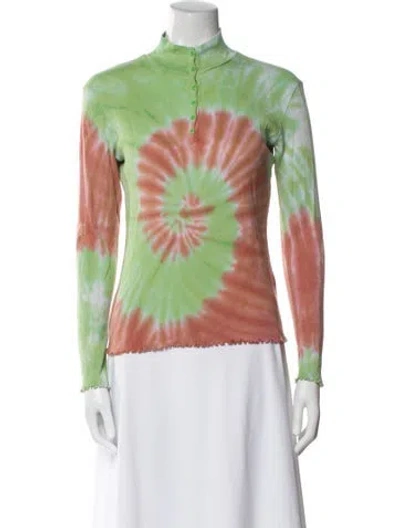 Pre-owned Paloma Wool Tie-dye Print Mock Neck Sweatshirt In Green