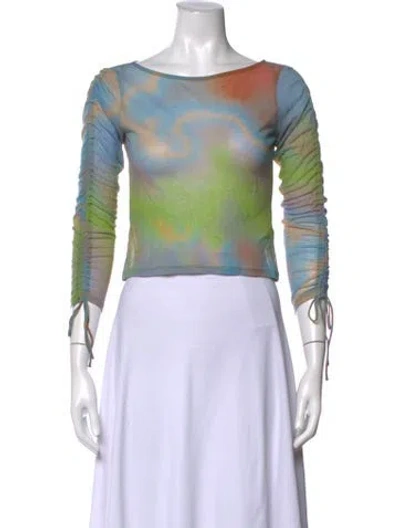 Pre-owned Paloma Wool Tie-dye Print Scoop Neck Top In Green