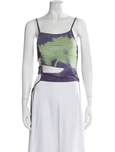 Pre-owned Paloma Wool Tie-dye Print Square Neckline Crop Top In Purple