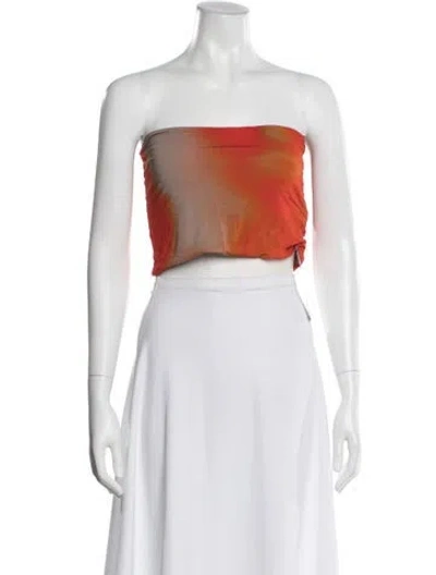 Pre-owned Paloma Wool Tie-dye Print Strapless Crop Top In Orange