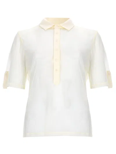Paloma Wool Sile Semi-sheer Cream Polo Top In Neutral