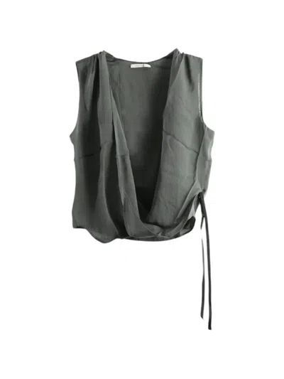 Paloma Wool Varn Wrap-style Silk Blouse In Gray