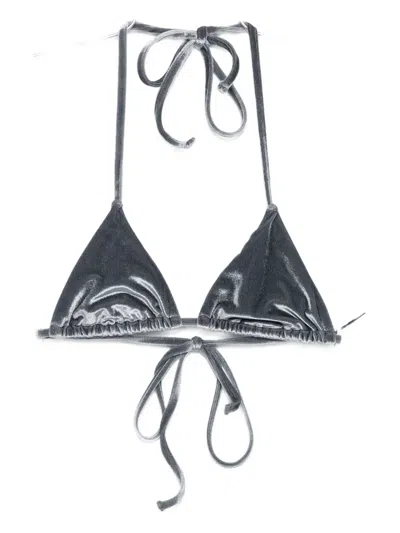 Paloma Wool Velvet Triangle Bikini Top In Black