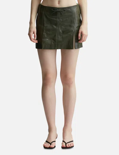 Paloma Wool Leather Mini Skirt In Green