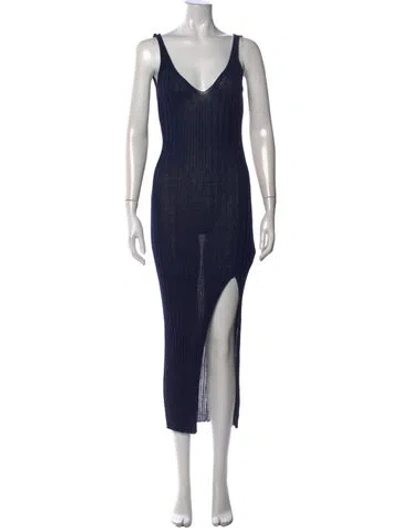 Pre-owned Paloma Wool V-neck Long Dress In Blue