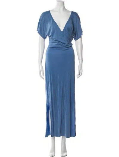 Pre-owned Paloma Wool V-neck Long Dress In Blue
