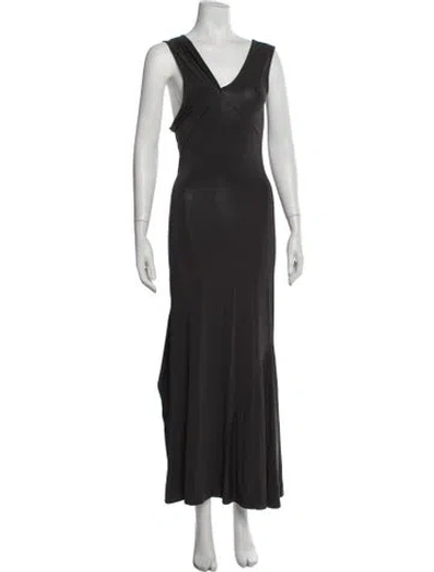 Pre-owned Paloma Wool V-neck Long Dress In Grey