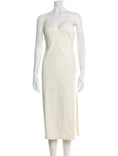 Pre-owned Paloma Wool V-neck Long Dress In Neutral