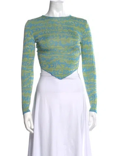 Pre-owned Paloma Wool V-neck Long Sleeve Crop Top In Grey