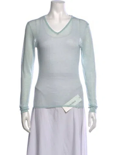 Pre-owned Paloma Wool V-neck Long Sleeve Top In Blue