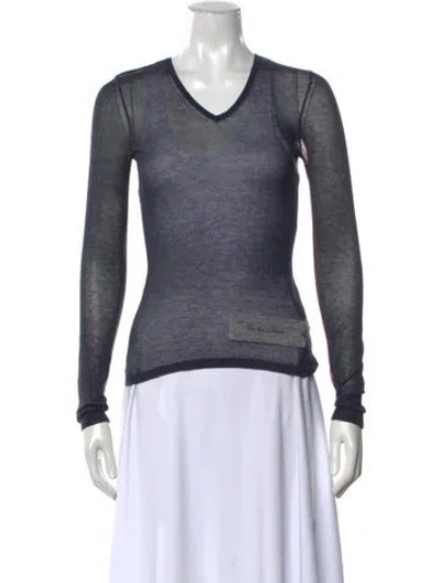 Pre-owned Paloma Wool V-neck Long Sleeve Top In Grey