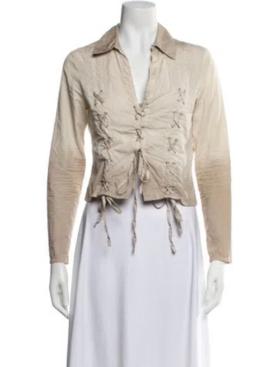 Pre-owned Paloma Wool V-neck Long Sleeve Top In Neutrals