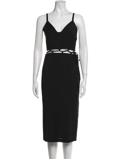 Pre-owned Paloma Wool V-neck Midi Length Dress In Black