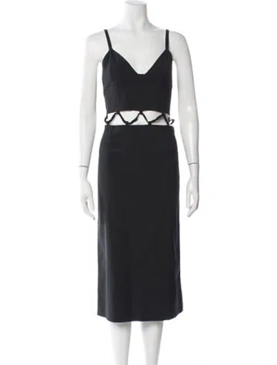 Pre-owned Paloma Wool V-neck Midi Length Dress In Gray