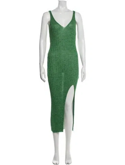 Pre-owned Paloma Wool V-neck Midi Length Dress In Green