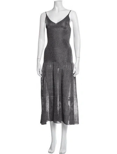 Pre-owned Paloma Wool V-neck Midi Length Dress In Grey