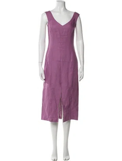 Pre-owned Paloma Wool V-neck Midi Length Dress In Purple