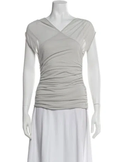 Pre-owned Paloma Wool V-neck Short Sleeve Top In Gray