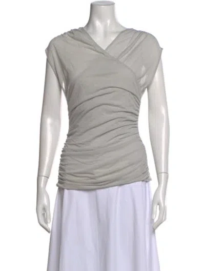 Pre-owned Paloma Wool V-neck Short Sleeve Top In Gray