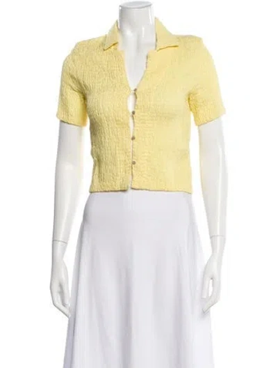 Pre-owned Paloma Wool V-neck Short Sleeve Top In Yellow