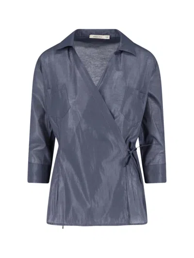 Paloma Wool Wrap V-neck Top In Blue
