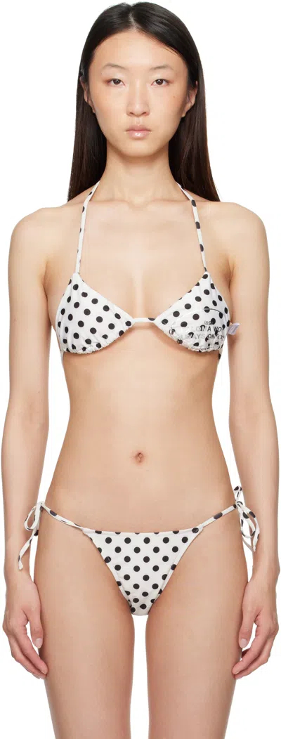 Paloma Wool White & Black Brake Bikini Top