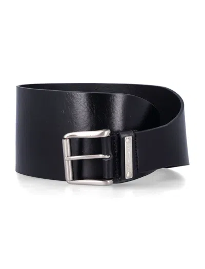 Paloma Wool Wide Leather Belt With Buckle In Nero