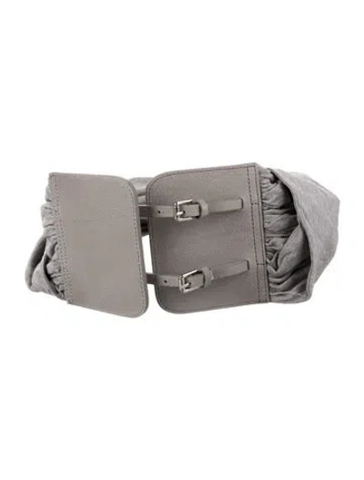 Pre-owned Paloma Wool Wide Leather Trim Embellishment Waist Belt W/ Tags In Grey