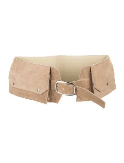 Pre-owned Paloma Wool Wide Suede Waist Belt In Neutral