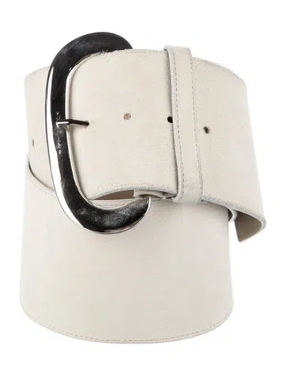 Pre-owned Paloma Wool Wide Suede Waist Belt In White