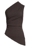 Paloma Wool Win Asymmetric Gingham Seersucker One-shoulder Top In Brown