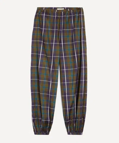 Paloma Wool Women's Boza Navy Plaid Balloon Trousers