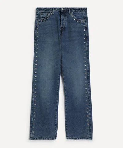 Paloma Wool Women's Crowd Studded Boyfriend Jeans In Blue