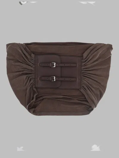 Paloma Wool Women's Cupro & Elastane Top With Leather Detail In Brown